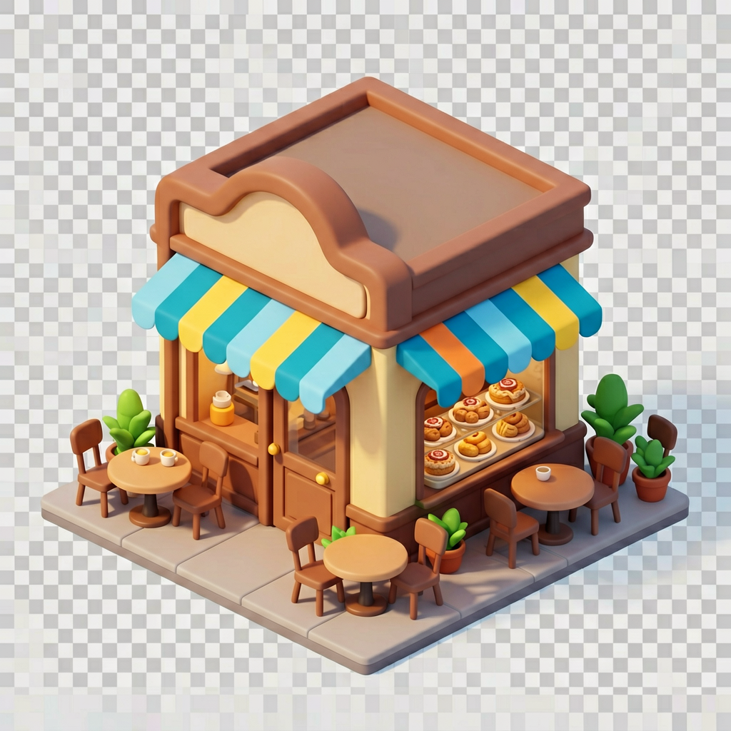 Cartoon coffee shop game model